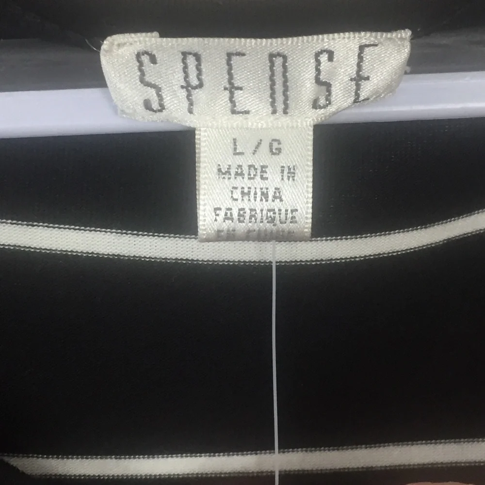 NWT Spense SzL Black White Striped Blouse - Picture 4 of 4